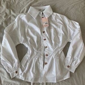 White Poplin Oversized Corset Shirt